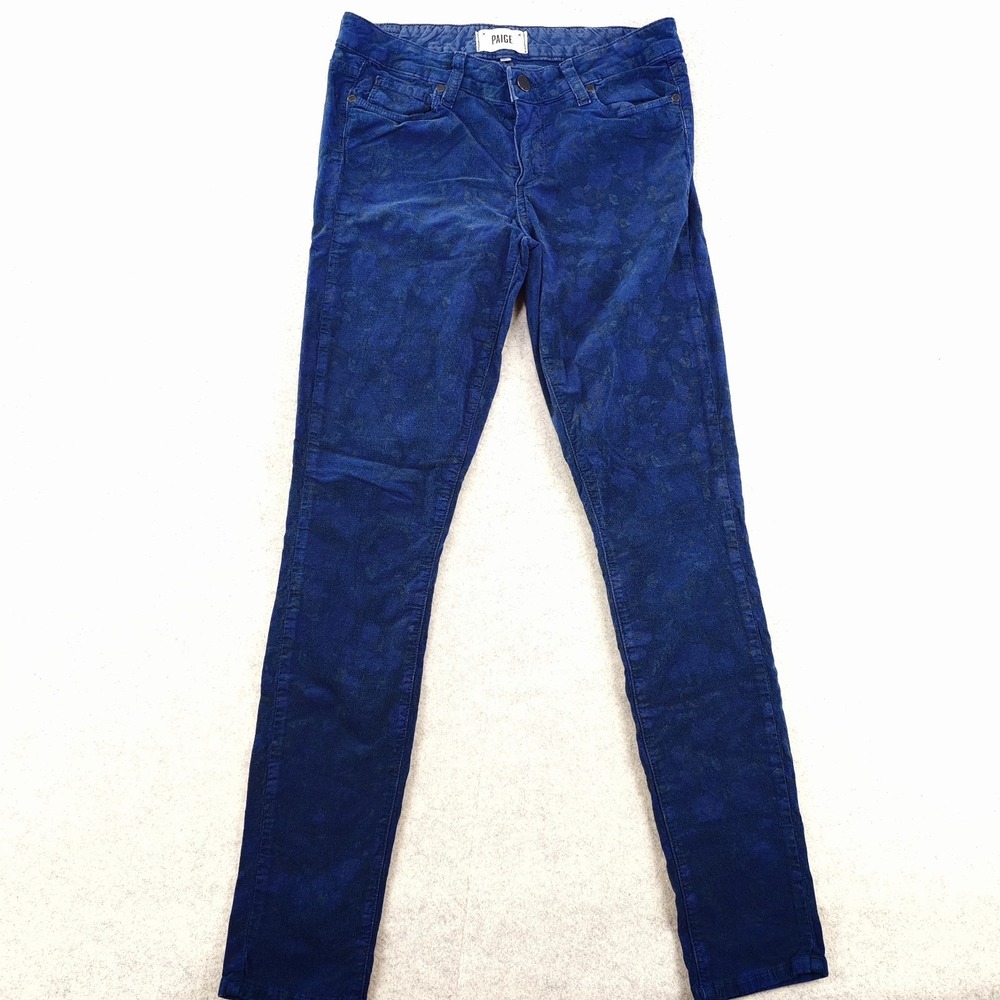 Paige Verdugo Ultra Skinny Jeans 28 Blue Camo / Geometric Stretch Low Rise 29x29